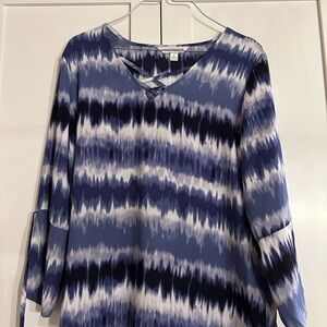 Counterparts Navy and White Patterned Blouse